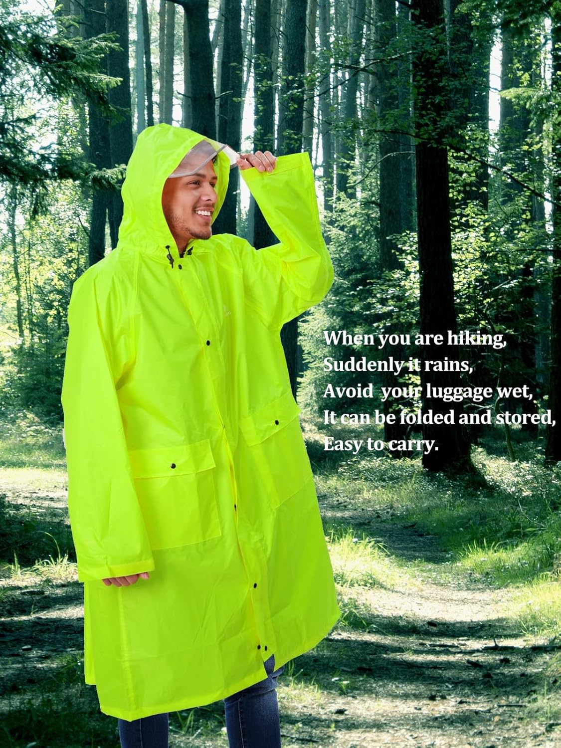 ANYOO Hood Rain Poncho Waterproof Lightweight Raincoat for Men Women Adult with Pocket for Hiking Camping Outdoor Activities