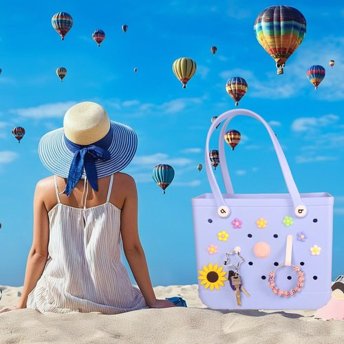 LIGHUFEIC Key Holder Set Accessories for Bogg Bag,Star-Shaped Keychain, Insert Charm Carabiner Keychain Compatible with Bogg Bag Beach Tote Bag- Finding Your Keys Quickly(White)