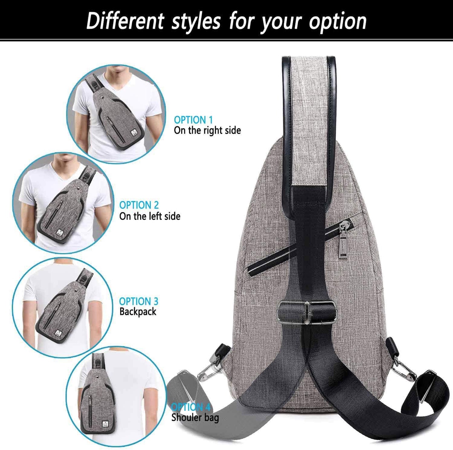 Small Sling Bag Crossbody Backpack Over the Shoulder Bag for Men Women Travel Outdoors, Lightweight Chest Pack (Small, Black)