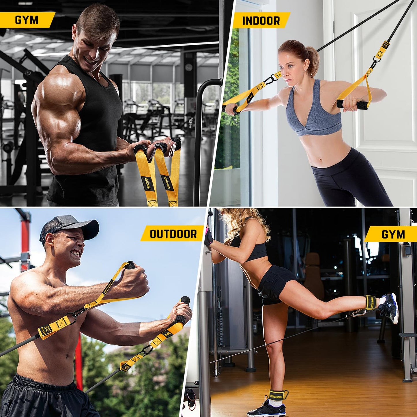 KUZARO Resistance Bands for Working Out, 300lbs/360lbs Heavy Exercise Bands with Handles, Workout Bands for Men, Weight Bands Set for Muscle Training, Strength, Slim, Yoga, Home Gym Equipment