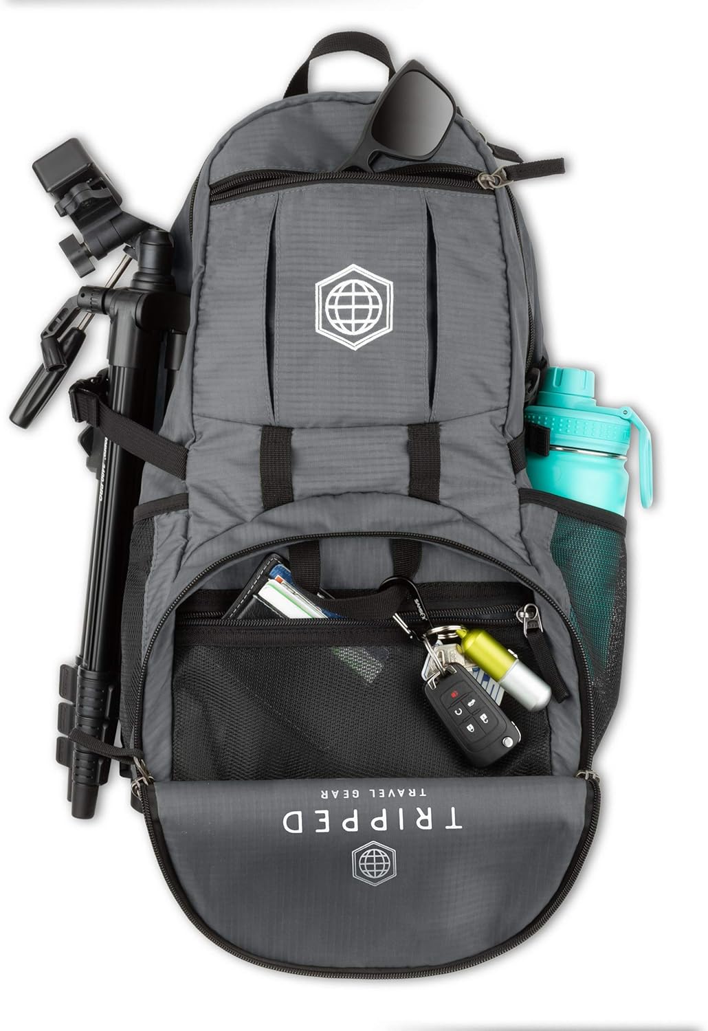 TRIPPED Travel Gear Traveling Backpack- Foldable collapsible lightweight backpack for travel (Blue) 35 liters