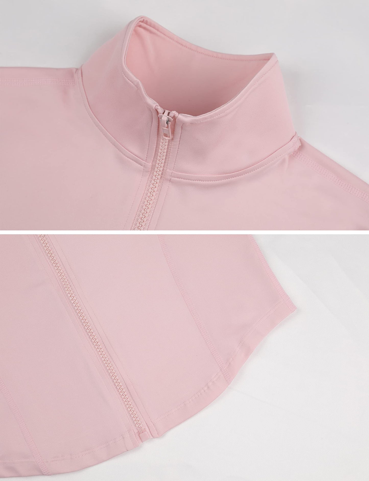 Lviefent Womens Lightweight Full Zip Running Track Jacket Workout Slim Fit Yoga Sportwear with Thumb Holes (Pink-S)