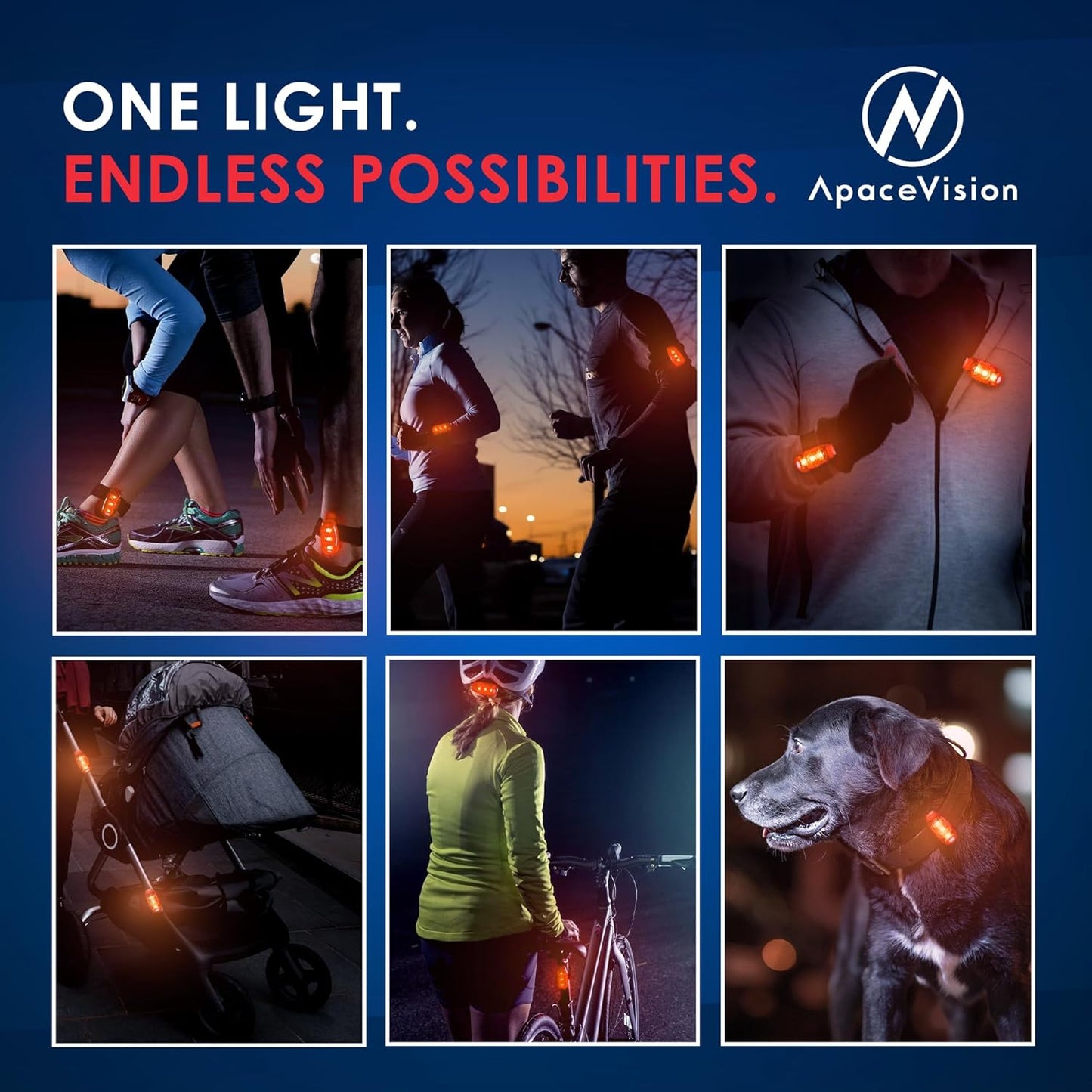 EverLightFX USB Rechargeable LED Safety Light (2 Pack) by Apace - Super Bright Bike Tail Light Works Brilliantly as Running Light for Joggers, Pets, Bicycle Strobe or Rear Clip On Lights