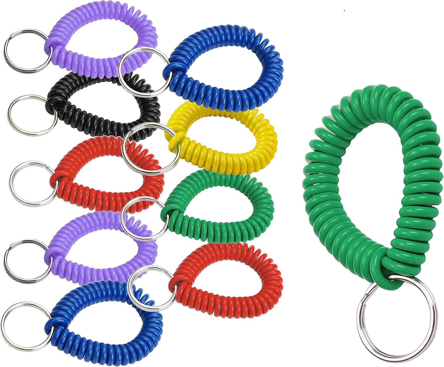 ucky Line 2” Spiral Wrist Coil with Steel Key Ring, Flexible Wrist Band Key Chain Bracelet, Stretches to 12”, Purple, 10 Pack (41065)