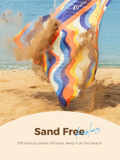 Diveblues Beach Picnic Blanket, Dual Layer, Sandproof Water Resistant Beach Blanket, Packable, Washable, Great for Camping, Outdoors, Festivals, 71"x95" Large Size for Family Trip, Gifts for Dad