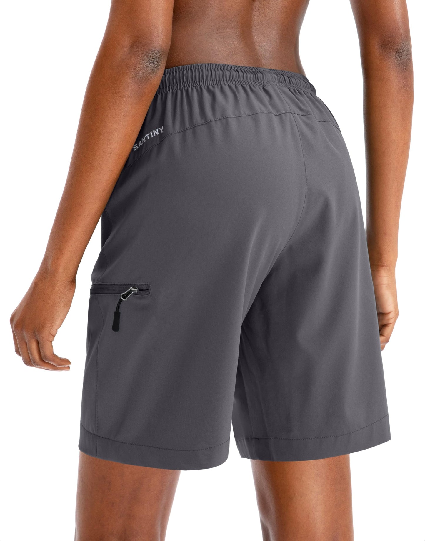 SANTINY Women's 5''/ 7''/9'' Hiking Cargo Shorts Quick Dry Lightweight Summer Shorts for Women Athletic Golf Zipper Pockets(Dark Grey_S)