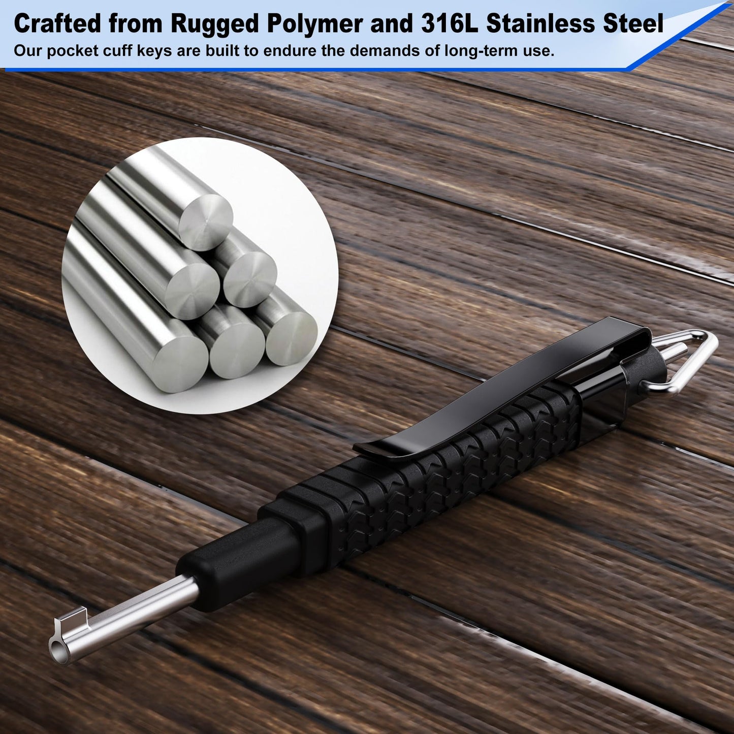 JEINAPA Black Strong Handcuff Key, Police Keys Clip for All Standard Series Hand Cuffs (1 Pack)