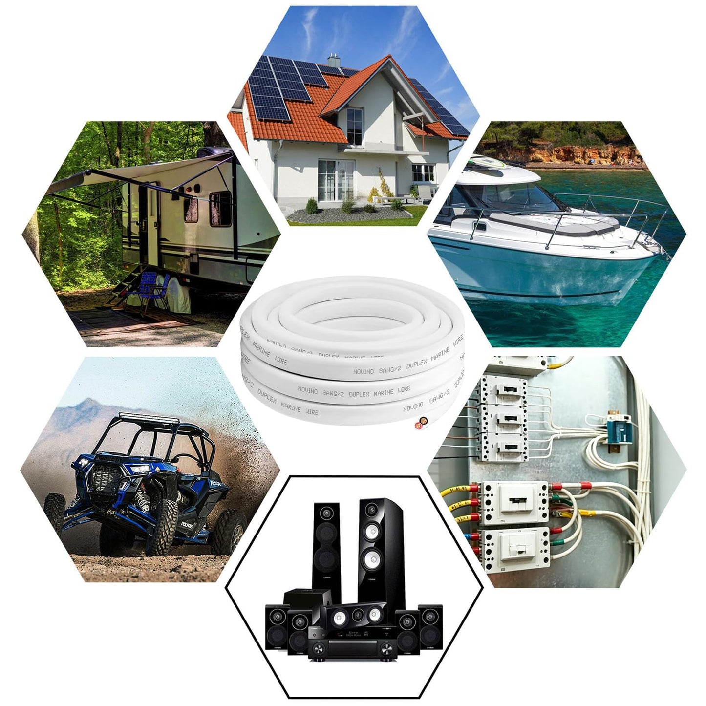 6 Gauge Marine Wire,6 AWG 10ft Duplex Marine Grade Wire Tinned Copper Boat Electrical Cable for Boat/Automotive/RV/Camper Outdoor Use