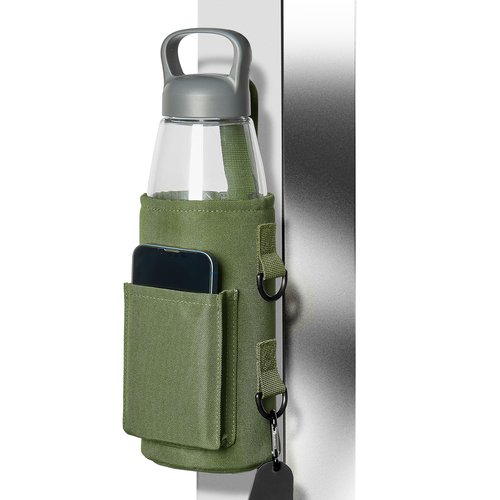 TINDERDRY Magnetic Water Bottle Holder Magnetic Gym Bag Water Bottle Carrier Pouch with Phone Pocket Silicone Towel Buckle and Sling for Easy Attachment to Metal Exercise Equipment(Green)
