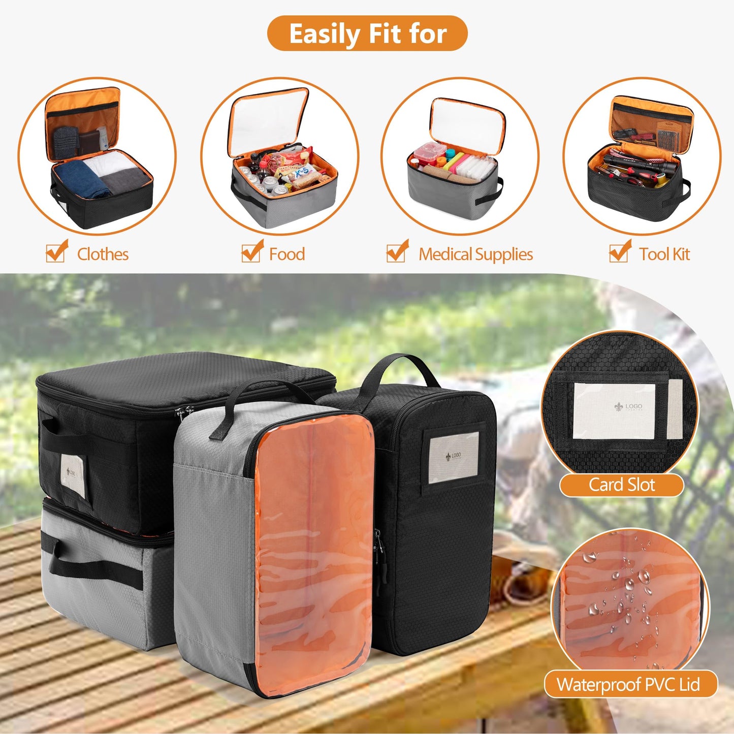GRAOSO Camping Organizers and Storage, 4 Pcs Camping Packing Cubes with Carrying Bag for Easy Storage and Transport, 5-in-one Tactical Bag with Hard Bottom, Patented Design
