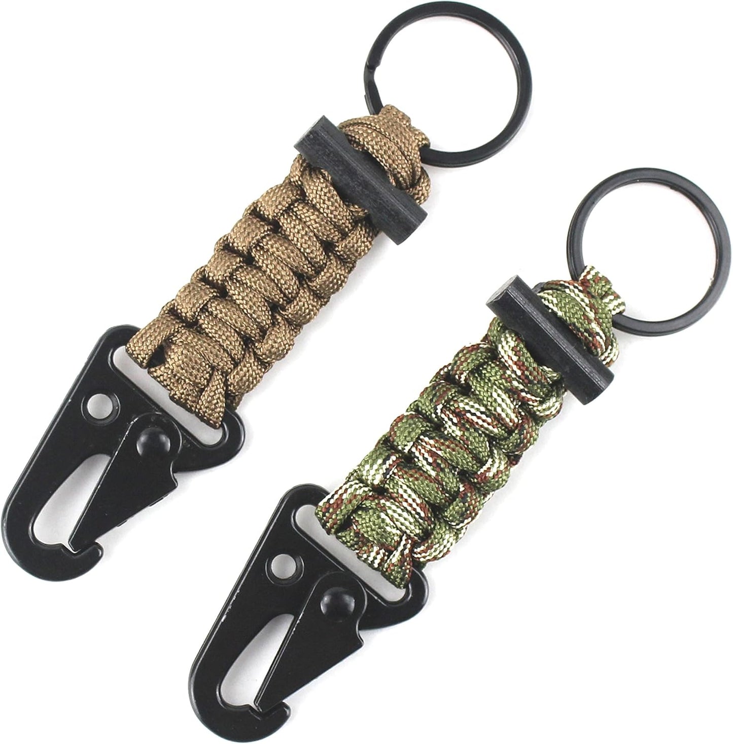 Paracord Keychain Carabiner 2PCS Pack Survival Paracord Lanyard with Fire Starter