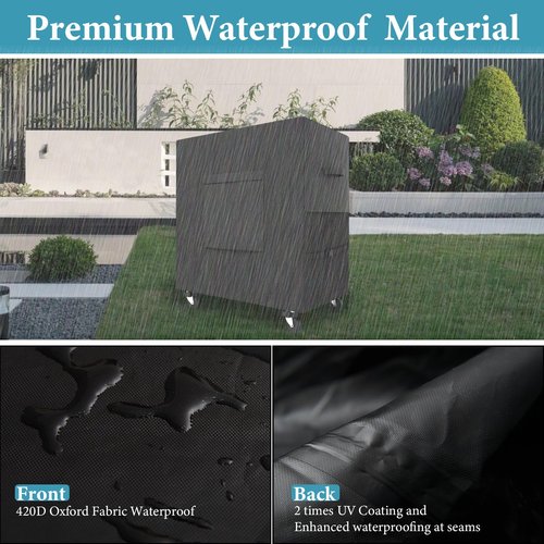Patio Waterproof Cooler Cart Cover - Outdoor Ice Chest Protective Covers Fits Most 80 QT Drink Cooler on Wheels Outside Bar Cart or Beverage Cart Rooling Party Cooler 34L x 20W x 32H inch Black