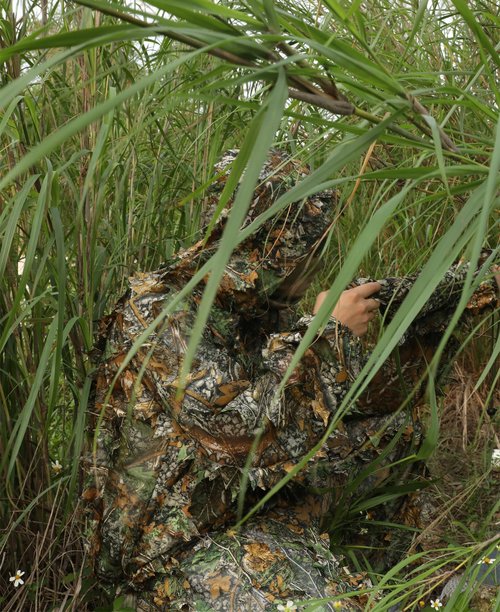 HOW'ON Ghillie Suit Gilly Hunting Suits 3D Leaf Camouflage Hunting Suits Lightweight Camo Clothes Maple Leaf Camo M/L