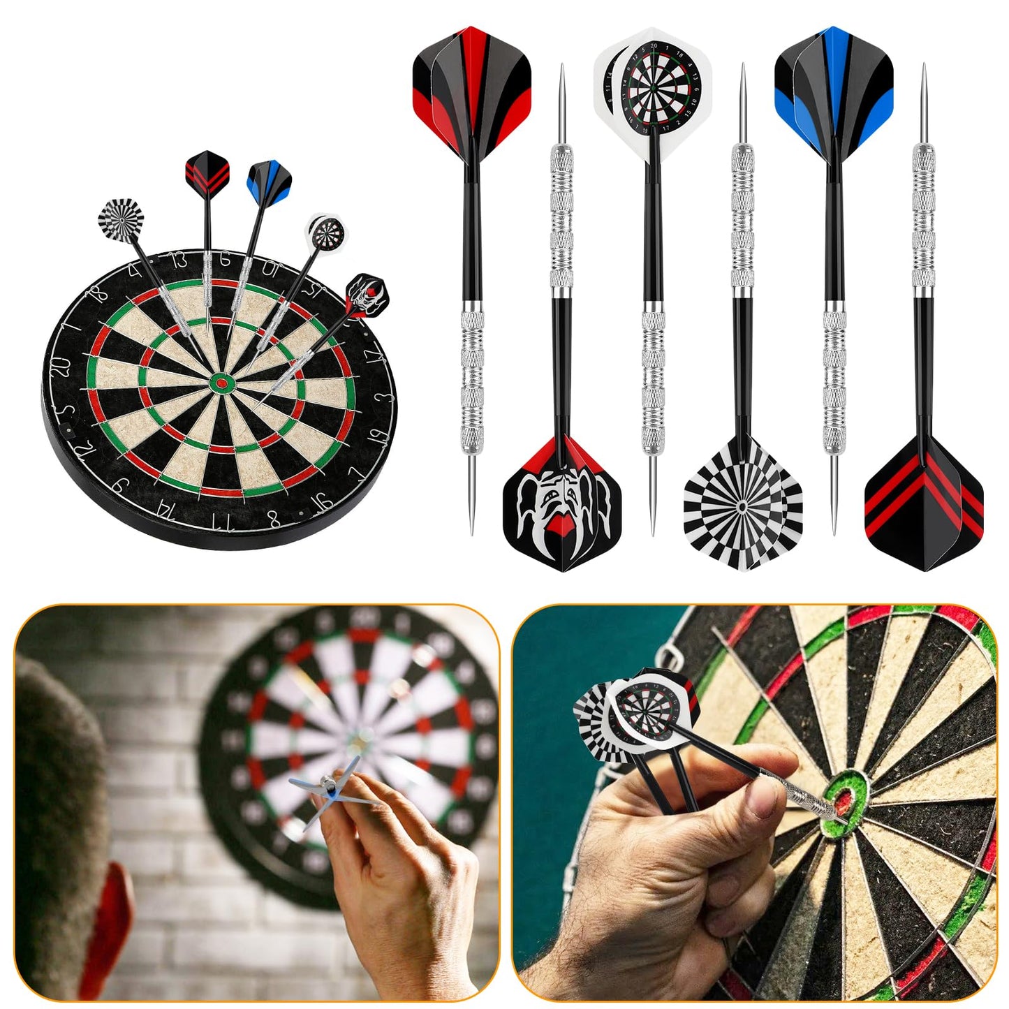 Accmor Metal Tip Darts, Steel Tip Darts, 14 Grams Professional Metal Darts, Darts Metal Tip Set, Metal Darts for Dartboard, 24 pcs ﻿