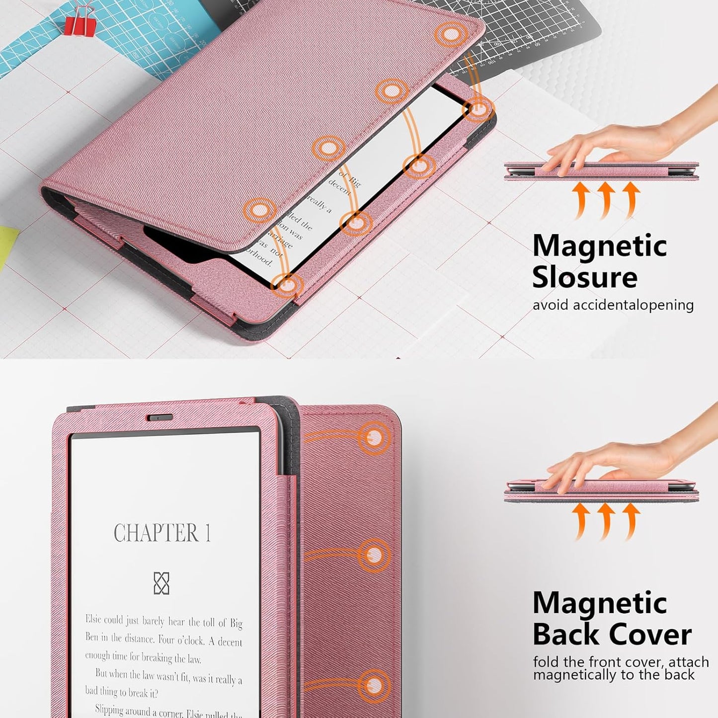 Lainergie Ebook Case with Stand and Hand Strap,Incompatible Alcatel TCL, Light Purple