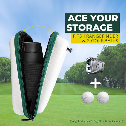 PAAR CLUB White Golf Range Finder Case - 100% Compatible with Most Rangefinders Brands: Bushnell/Callaway/TekTek/Bluetees - Hard Shell Case w/Carabiner + Belt Clip