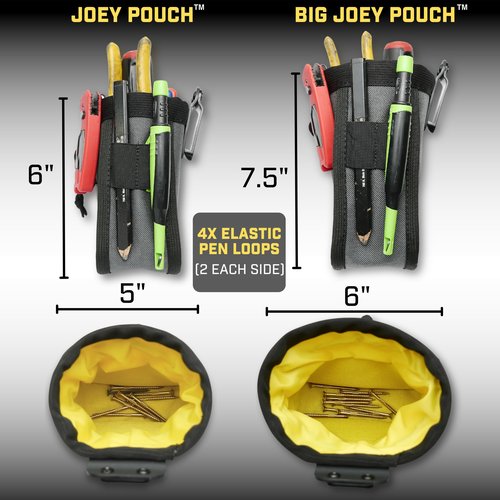 Big Joey Pouch | Clip-On Tool Belt Bag for Tools, Screws, and Nails - Great for an Electrician, HVAC Tech, Plumber, Carpenter, Contractor, Handy Man, and Any Tradesperson