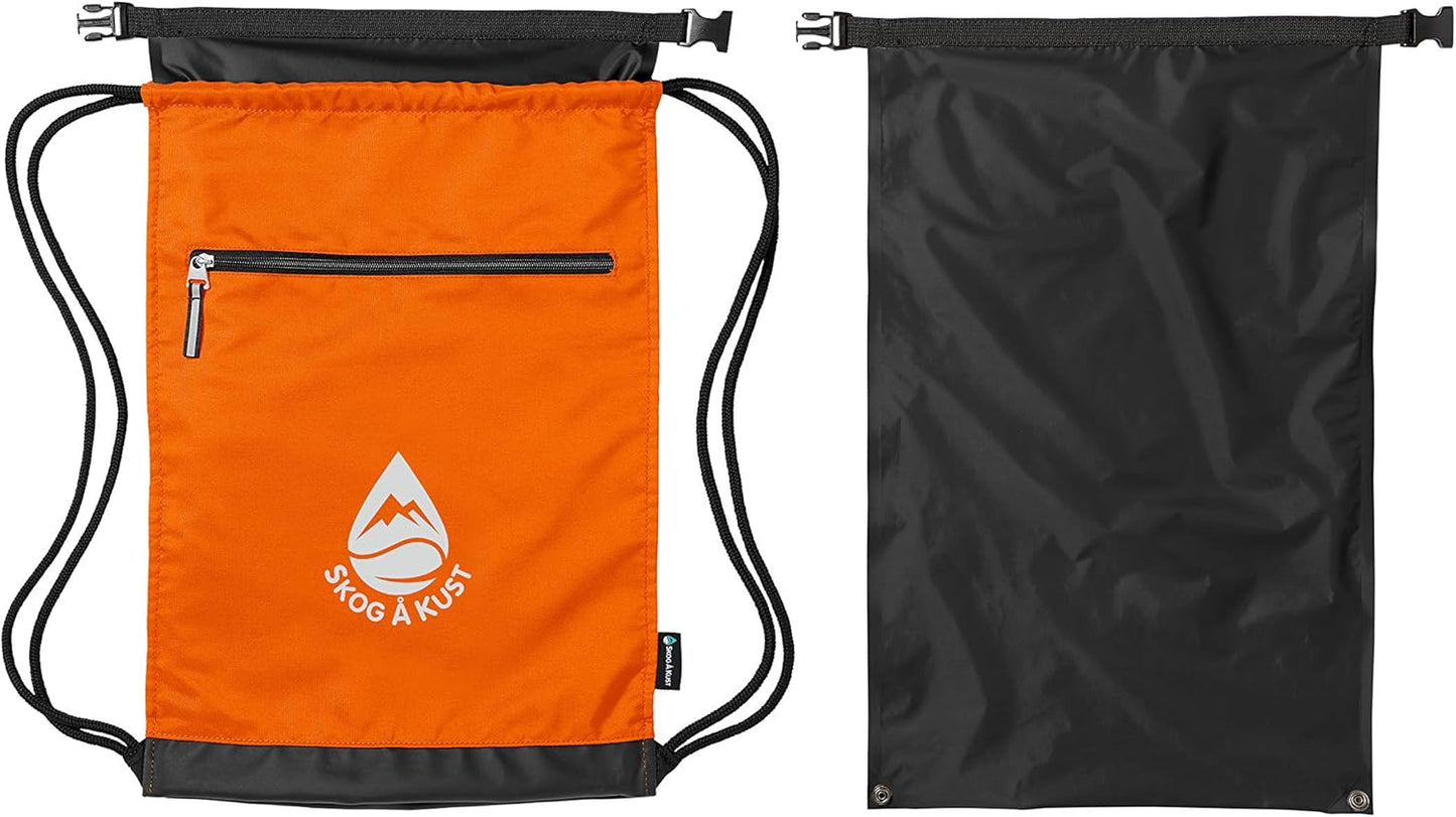Skog Å Kust GymSak | Patented 2-in-1 Drawstring Cinch Bag with Removable Waterproof Dry Bag | Red