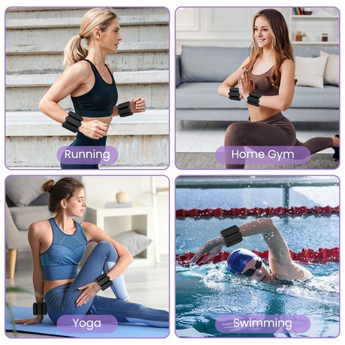 Wrist Weights, Adjustable Ankle Weights for Women (Set of 2,1lb Each), 2lbs Weighted Bands for Walking, Yoga, Cardio, Pilates
