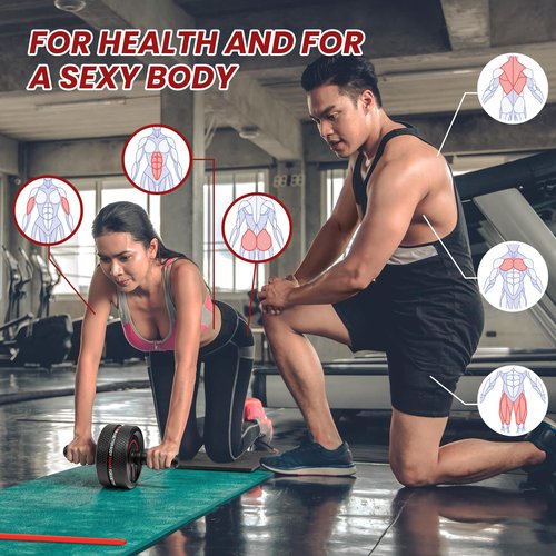 NESOHC-LLEW Upgraded Ab Roller Wheel. Abdominal Training Roller for Men/Women, Abdominal Wheels Widened to 3.4 ", Rubber Tread of The Abdominal Wheel Upgraded, Max Weight 490 lbs
