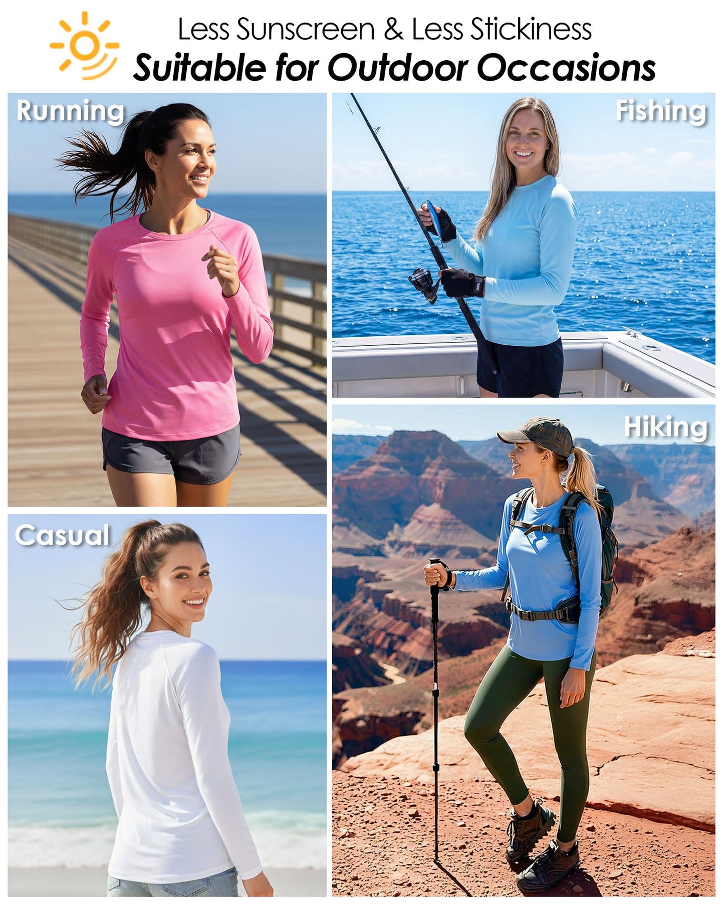 Boladeci Sun Shirts for Womens Rash Guard Long Sleeve Swim Shirts Woman UPF 50+ UV Protection Workout Top Rose Red L