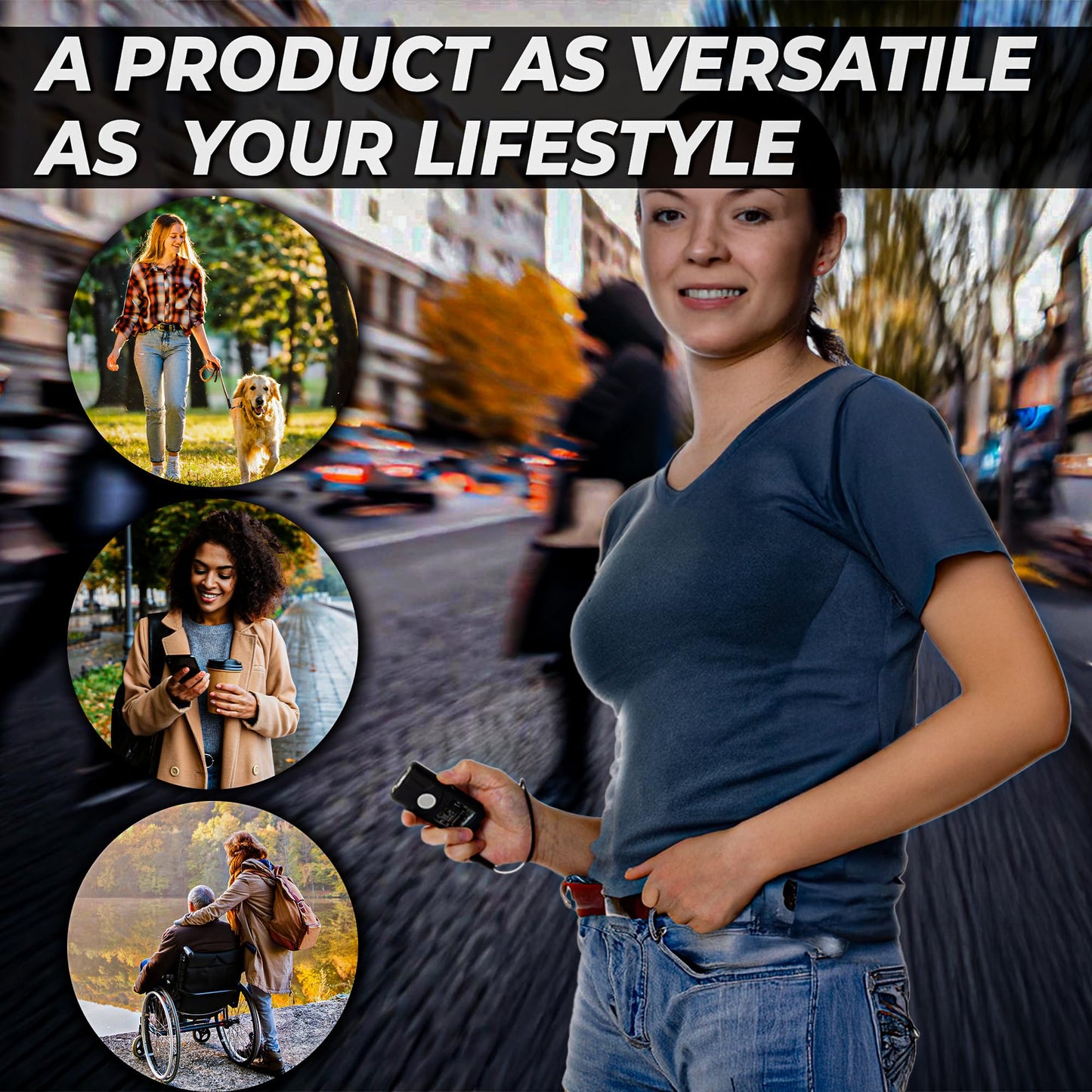 FIGHTSENSE Flashlight Stun Gun for Self Defense – Rechargeable Stun Gun for Women – Compact & Powerful Self Defense Flashlight (Black)