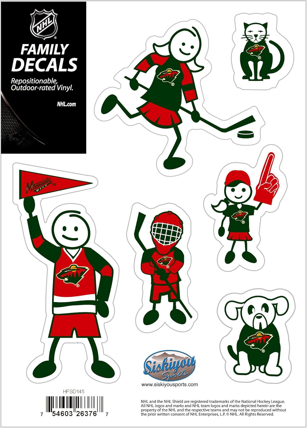 NHL Small Family Decal Set - Siskiyou Sports Team Stickers for Fans