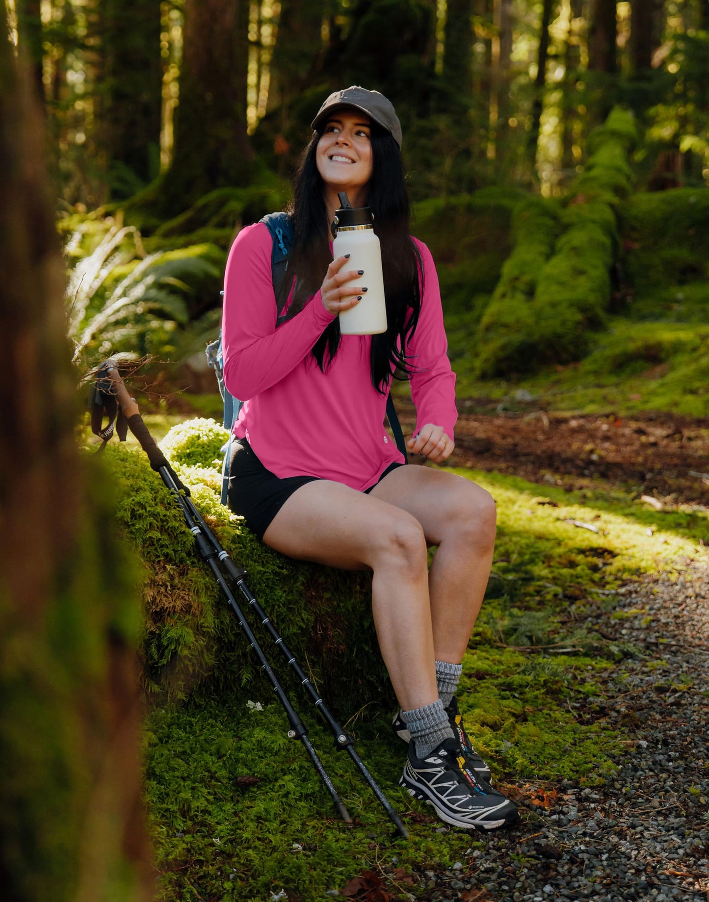 Women's Sun Shirts UPF 50+ Long Sleeve UV Protection Shirt Lightweight Quick Dry Workout Hiking Tops for Women(Granita Pink,XXL)