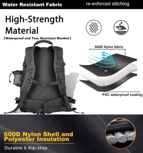 Miramrax Tactical Backpack Military Hiking Daypack - Molle Backpack for Men 3 Day Assault Pack Bug Out Bag for Camping Travel Army Hunting Gym Rucksack Survival (Black)