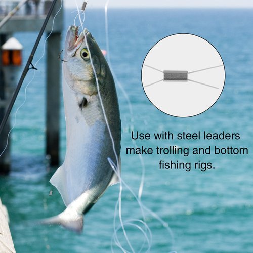 SILANON Fishing Aluminum Crimp Sleeves Kit, 500pcs Single Barrel Crimp Sleeves Oval Crimping Loop Sleeve Assortment Fishing Line Tube Connector Wire Leader Rigging Tackle for Wire Rope Cable