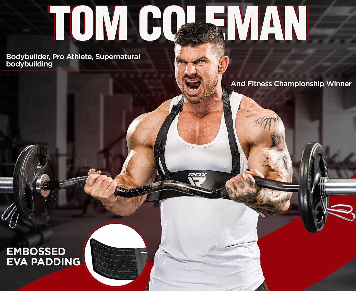 RDX Arm Blaster for Biceps & Triceps - 23” Aluminum Curl Support Isolator with Adjustable Strap & Thick Padding