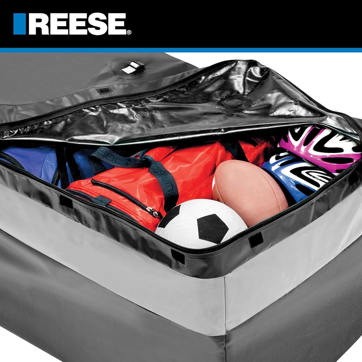 Reese Explore 63604 Amigo Hitch Mount Cargo Carrier Bag, 59 Inch x 18.5 Inch x 24 Inch, Rainproof, Fit On A Most Full-Size Hitch Mounted Cargo Carriers.