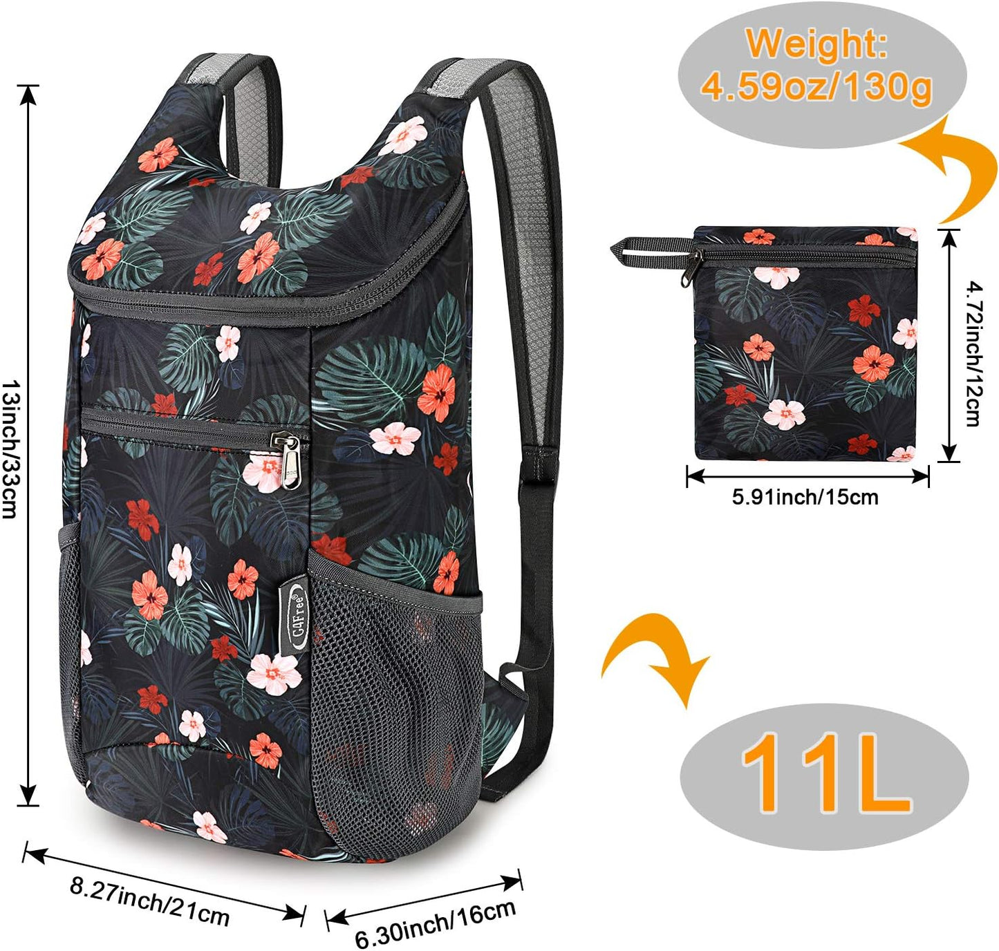 G4Free Lightweight Packable Hiking Backpack for Men Women Small Hiking Daypacks Foldable Shoulder Pack Casual Outdoor Bag 11L