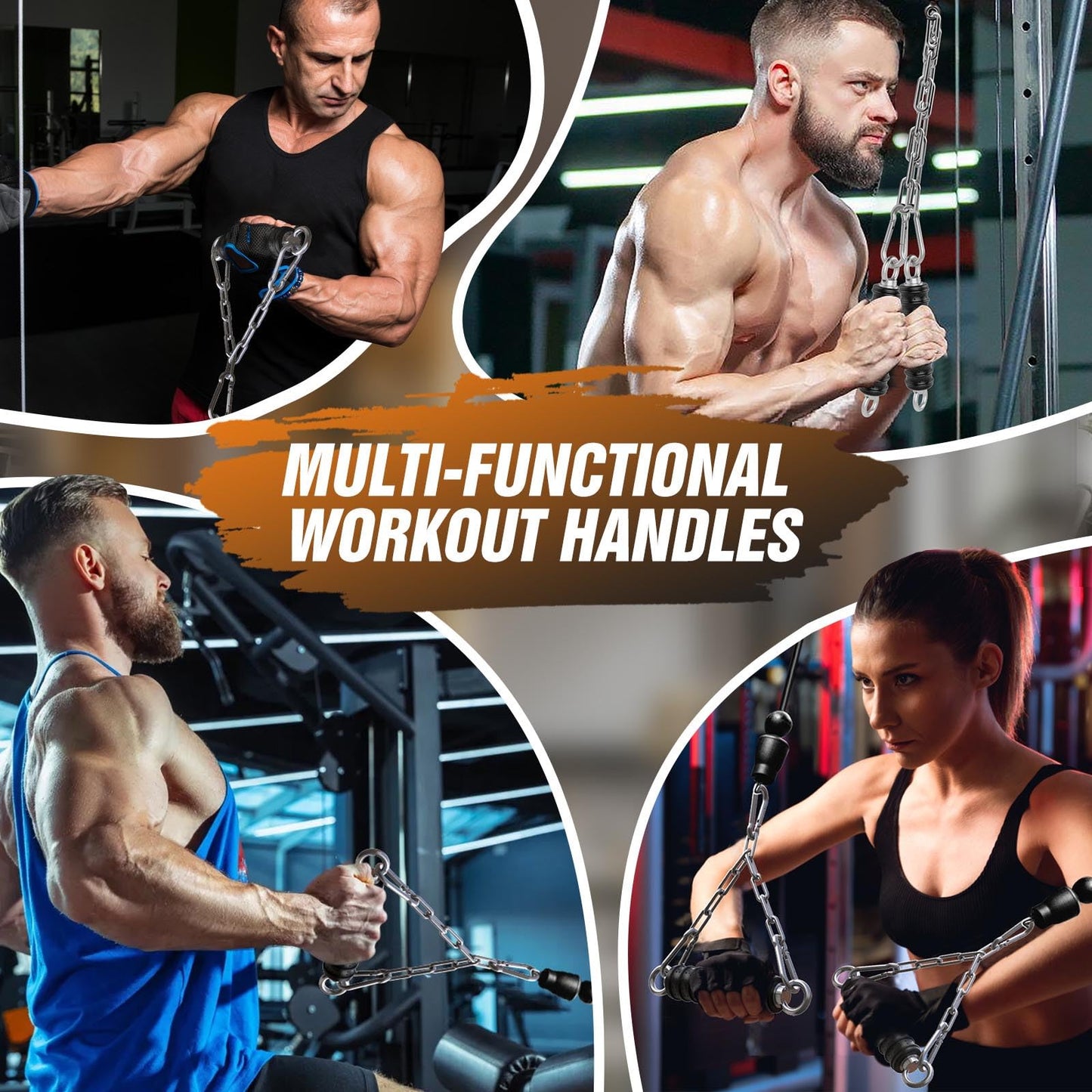 Anobeyi LAT Pulldown & Tricep Rope Cable Attachments, Ergonomic Gym Machine Handles for Home and Commercial Equipment - Heavy Duty Workout Grips with Rope Accessories (Single Handle-1pc)