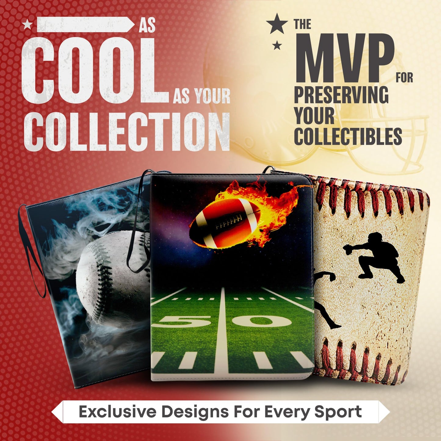 FARILIS Football Card Binder with 900 Pockets, The Ultimate Football Card Holder Includes 50 Page Storage Sleeves to Organize and Protect Your Sports Cards Like a Pro