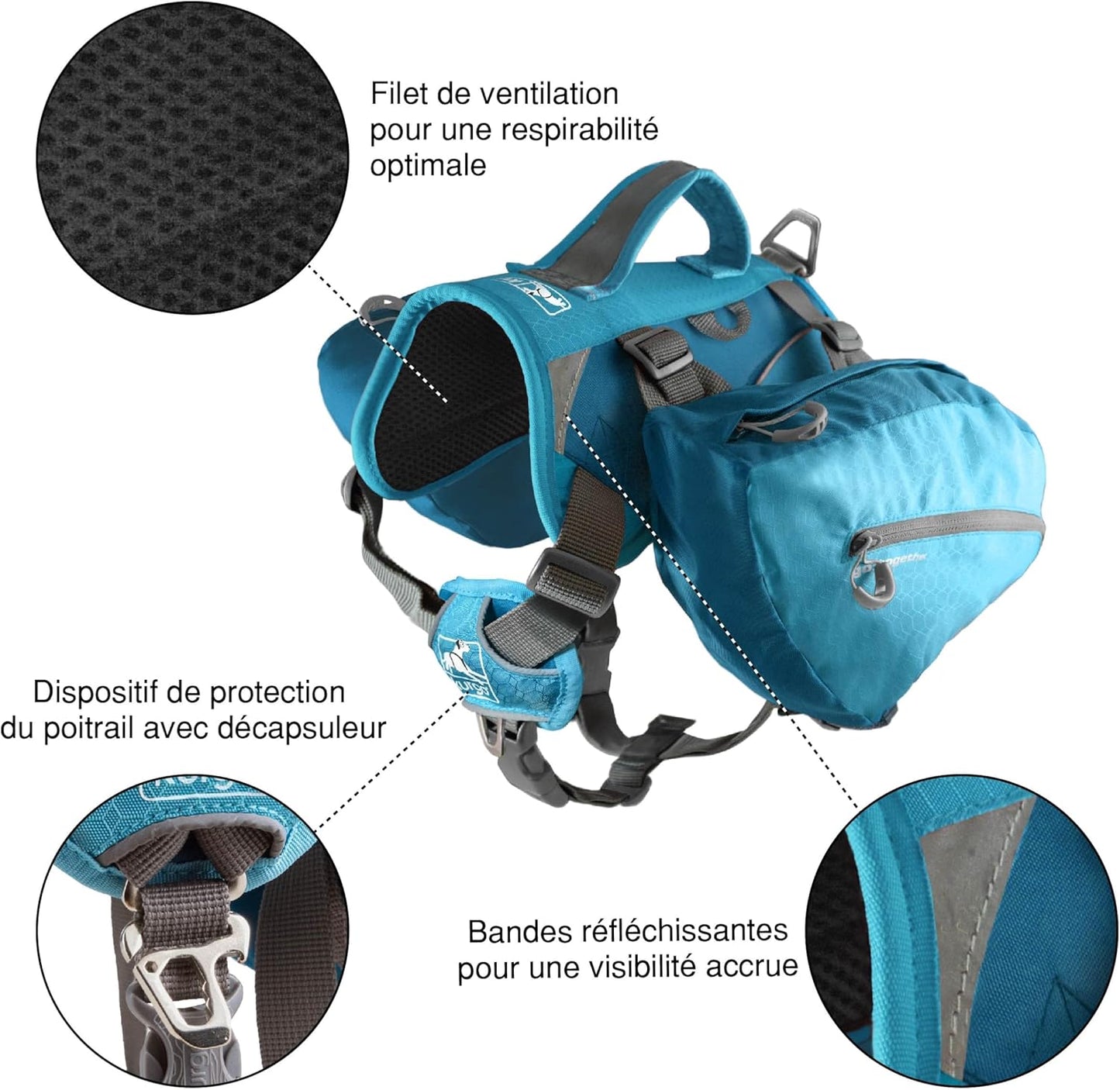 Kurgo Big Baxter Dog Backpack, Dog Saddlebag, Dog Pack, Adjustable Saddlebag for Hiking, Walking, Running, Camping, Black/Orange