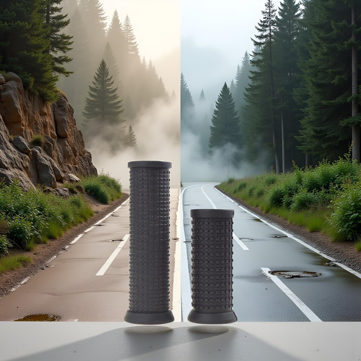 2PCS Bike Long/Short Handlebar Grips for Twising Shifter, Shockproof Anti Slip for MTB Parts, Cycling Parts and Components Anti Slip Soft Rubber Handlebars, Headsets and Stems(Black)