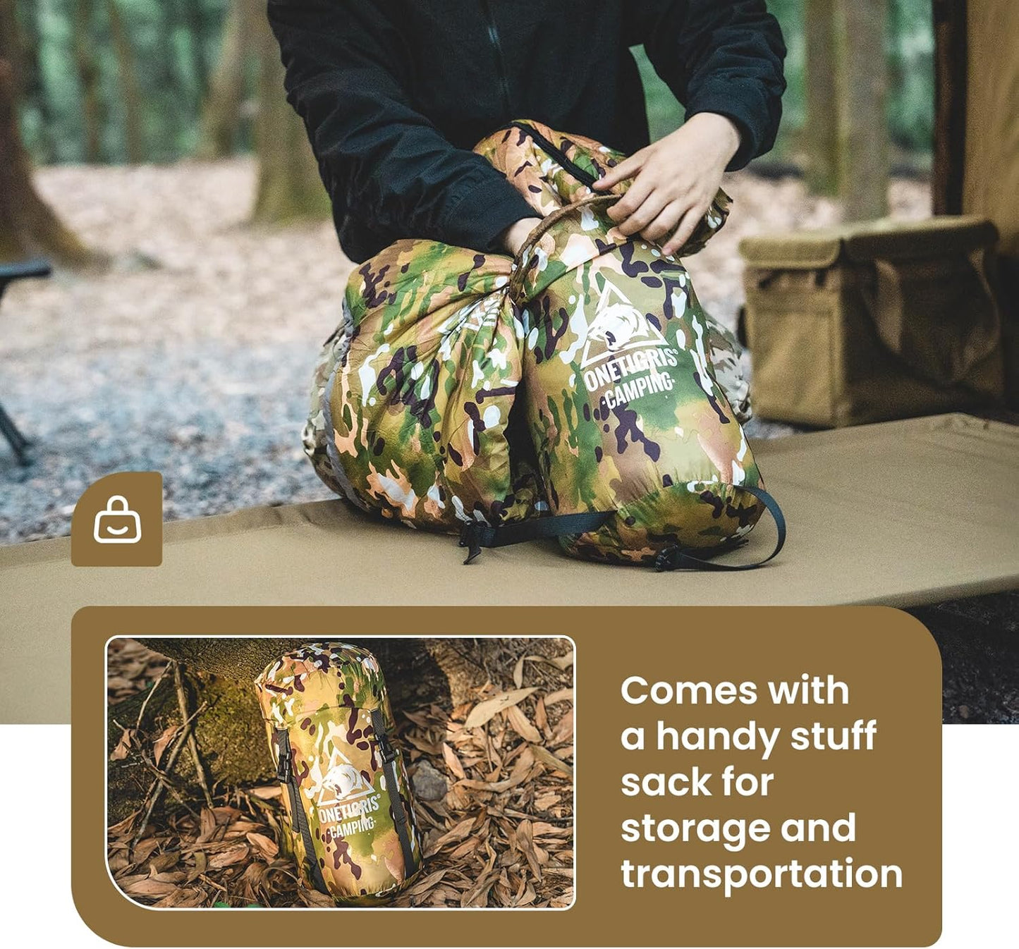 OneTigris Light Patrol 4 Season Mummy Sleeping Bag, 32°F Cold Weather Camping Bags for Camping Hiking Backpacking, Survival Gear