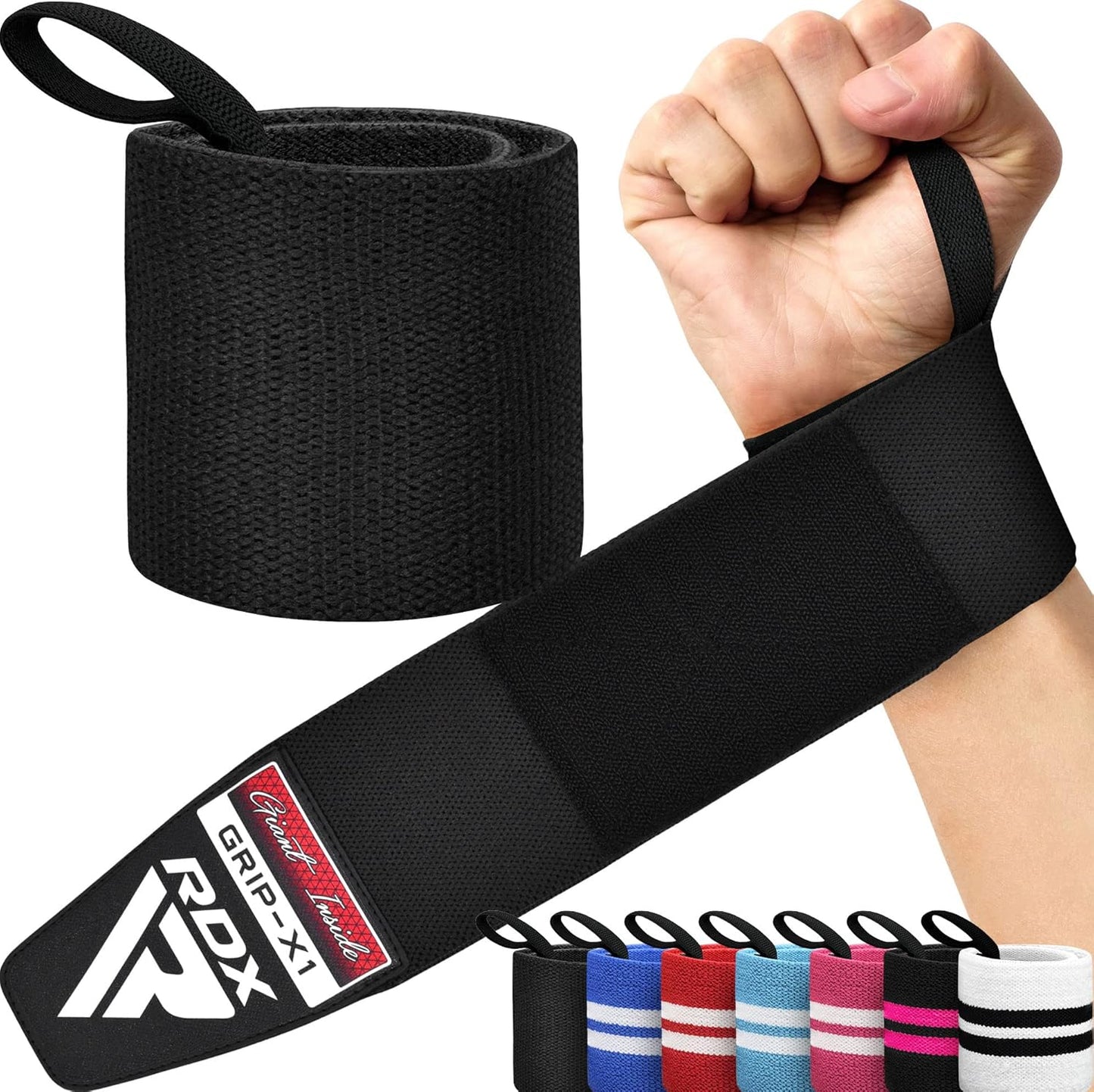 RDX Wrist Wraps for Weightlifting (Pair), IPL USPA Approved, Elasticated 18” Cotton Straps Support with Thumb Loop, Gym Wrap for Weight Lifting Powerlifting Competition Strength Training Bodybuilding