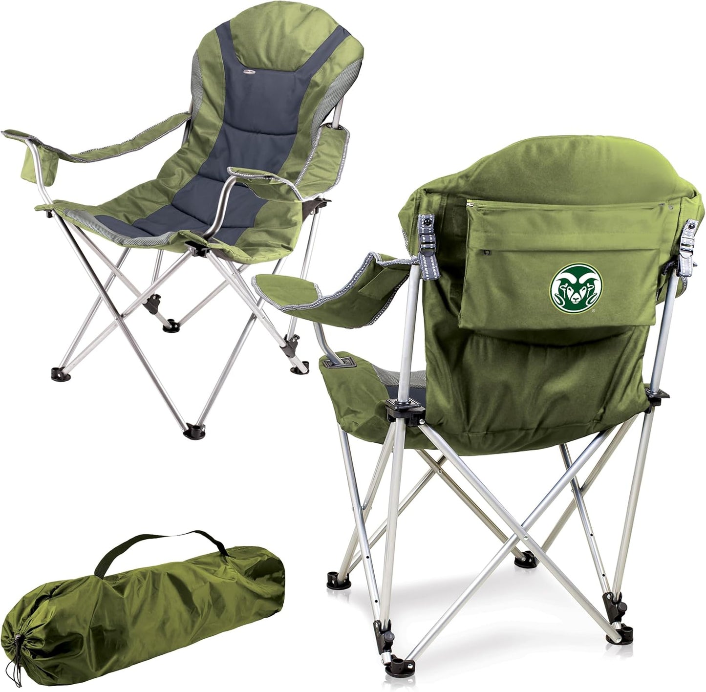 PICNIC TIME NCAA Arkansas Razorbacks Reclining Camp Chair - Beach Chair for Adults - Sports Chair with Carry Bag