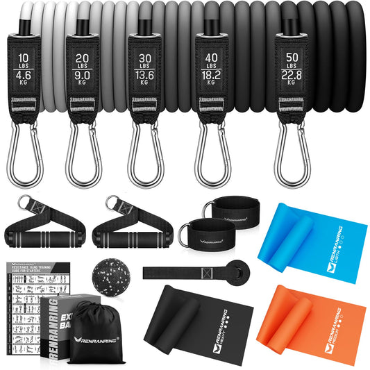 150lbs Resistance Bands for Working Out, 5.9ft Exercise Bands for Physical Therapy, Stretch, Recovery, Pilates, Rehab, Strength Training and Yoga Starter Set