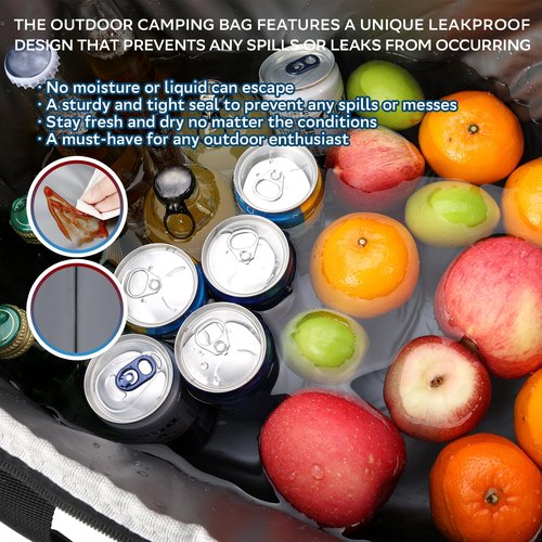 Vihicamp Portable Soft Cooler Bag - 24 Can Insulated Camping Cooler, Leakproof Collapsible Soft Sided Cooler for Drink, Suitable for Picnic, Lunch, Beach, Outdoor, Road Trip, Work, Ice Chest
