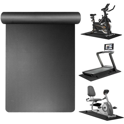 Peloton Bike Compatible Treadmill Mat - 6mm Thick Exercise Mat for Treadmill, Row, and Bike Trainer - Protects Hardwood Floor and Carpet - 36 * 72in