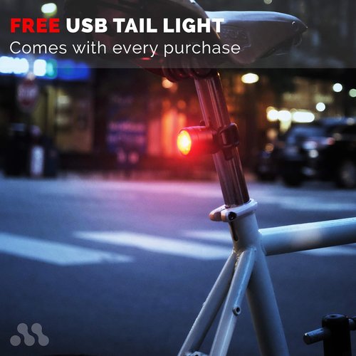 Cruiser Bike Light, USB Rechargeable Bike Lights Front and Back, LED Bicycle Light, Rear Bike Tail Light Included, Super-Bright Bike Headlight, Fits All Bikes, Easy Install & Quick Release