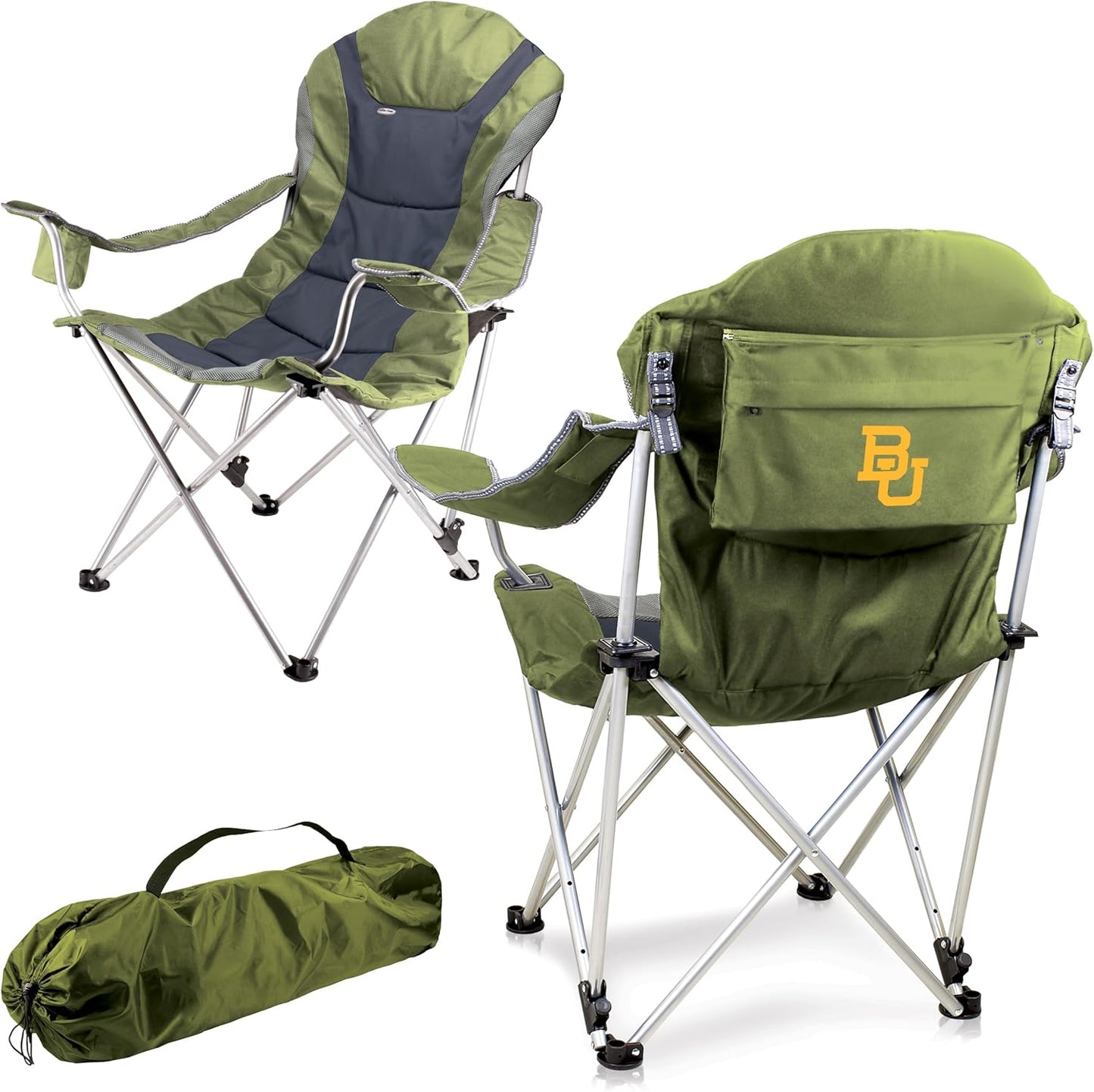 PICNIC TIME NCAA Arkansas Razorbacks Reclining Camp Chair - Beach Chair for Adults - Sports Chair with Carry Bag