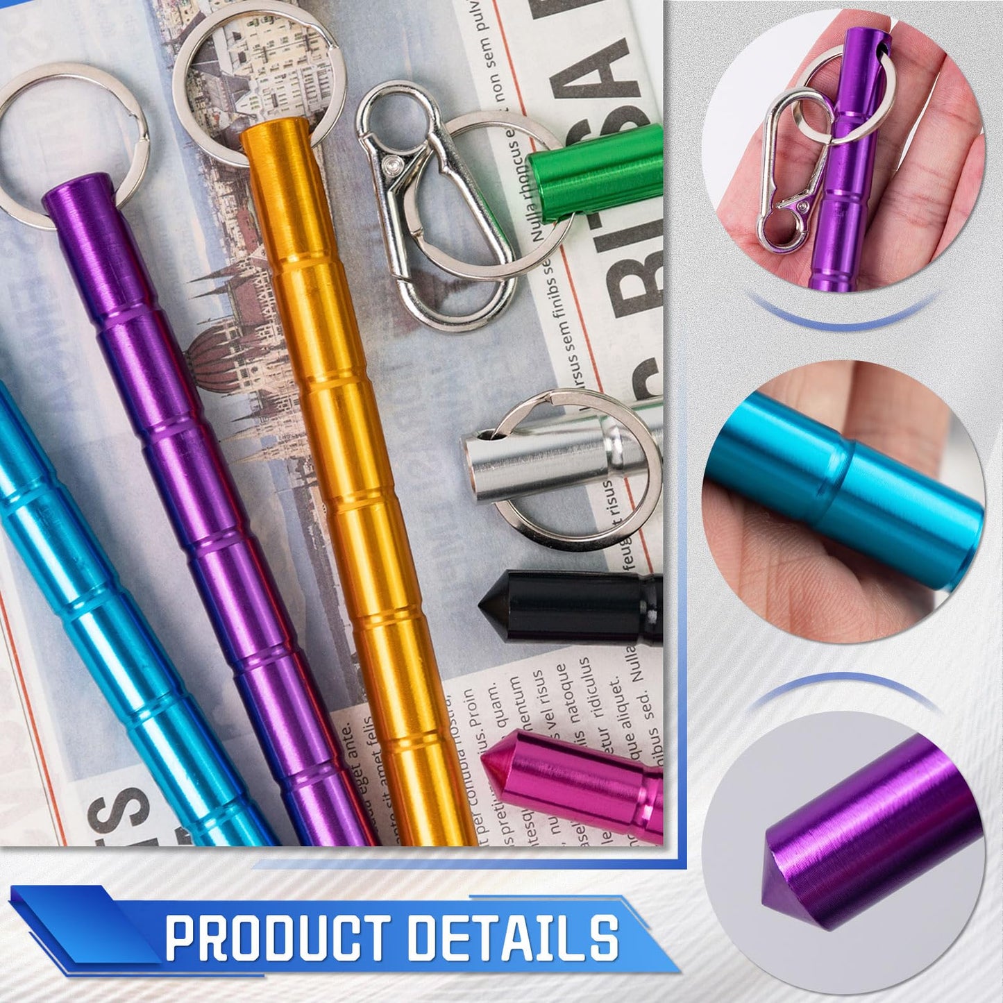 7Pcs Safety keychain Set Protection Keychain, Aluminum Keychain Keychain Set, Tactical Glass Breaker Tool, Self Defense Weapon for Women Ladies Girls (colorful)