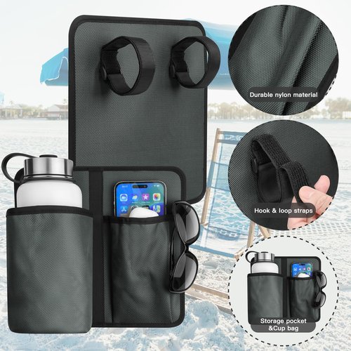 Xxerciz Camp Chair Cup Holder Phone Holder, Nylon Armrest Drink Holder Universal Water Bottle Holder for Patio Recliner, Beach, Folding Camping, Office Chair
