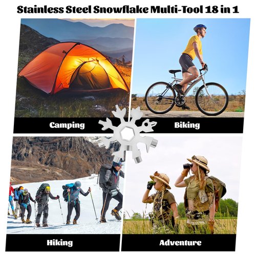 Motiloo 9 Packs Snowflake Multi Tool, 18 in 1 Snowflake Tool Stainless Steel Snowflake Handy Tool with Gifts Box for Men Christmas Gifts