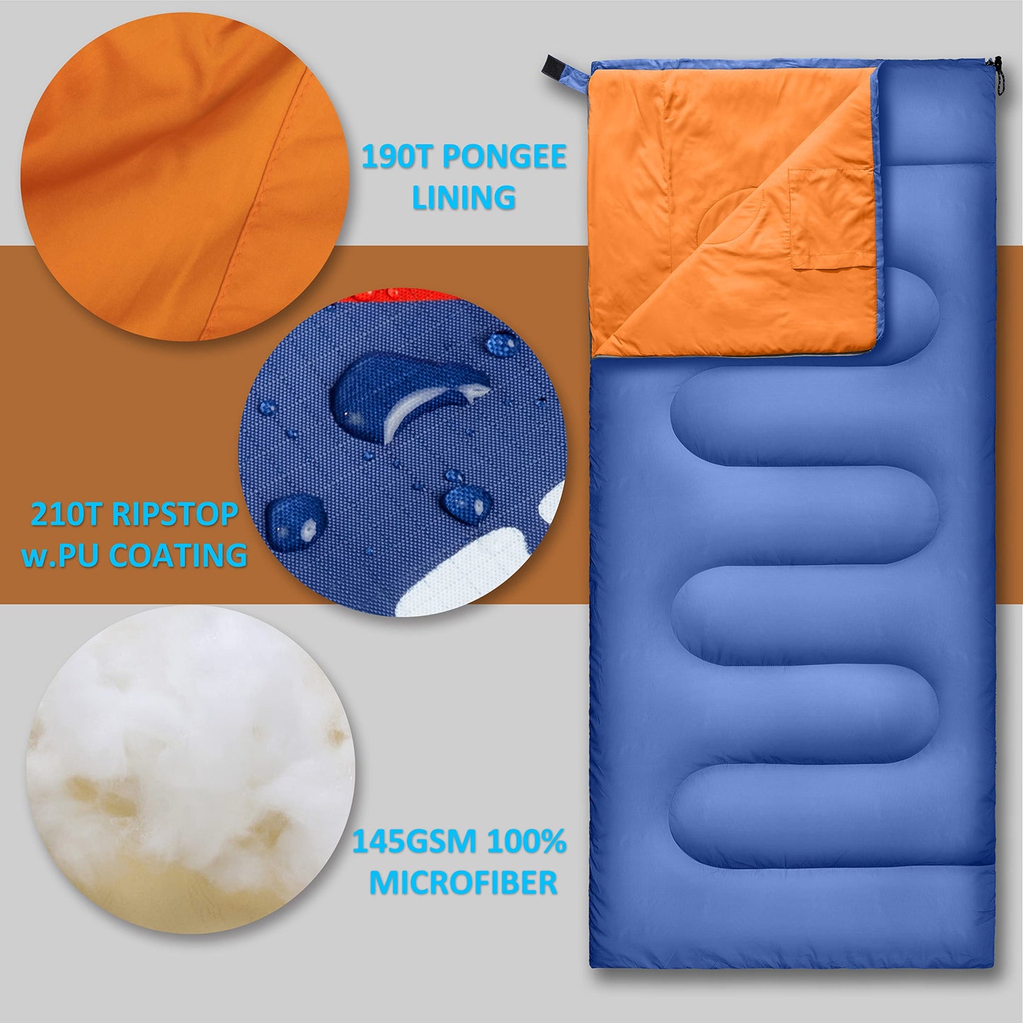 RIOYALO Backpacking Sleeping Bag for Adults Youth - Compact Lightweight Waterproof - 3 Season Cool/Warm Weather - Summer Spring Fall - Ultralight Portable Camping Gear for Hiking Travel Outdoor