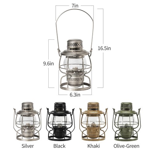 Thous Winds Outdoor Kerosene Fuel Lantern, Oil Burning Lamp -Railroad Khaki